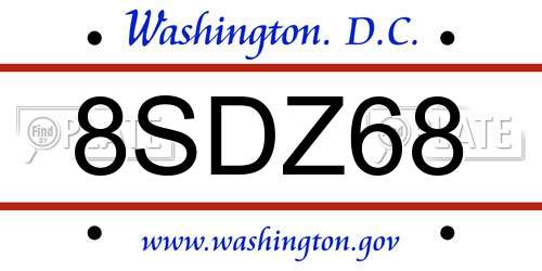 8SDZ68 District Of Columbia License Plate