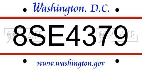 8SE4379 District Of Columbia License Plate