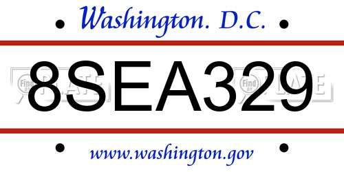 8SEA329 District Of Columbia License Plate