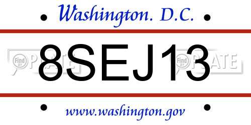 8SEJ13 District Of Columbia License Plate