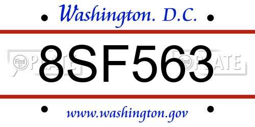 8SF563 District Of Columbia License Plate