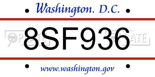 8SF936 District Of Columbia License Plate