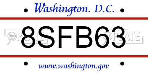 8SFB63 District Of Columbia License Plate