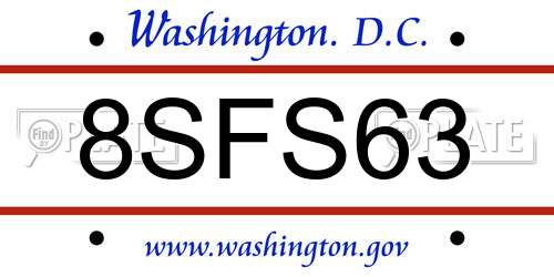 8SFS63 District Of Columbia License Plate