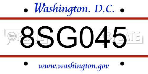 8SG045 District Of Columbia License Plate