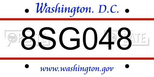 8SG048 District Of Columbia License Plate