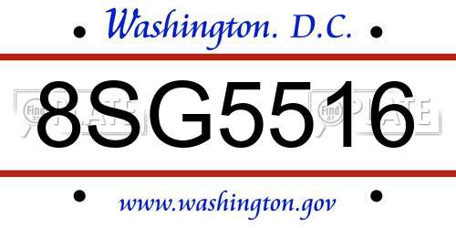 8SG5516 District Of Columbia License Plate