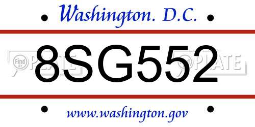 8SG552 District Of Columbia License Plate