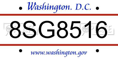 8SG8516 District Of Columbia License Plate