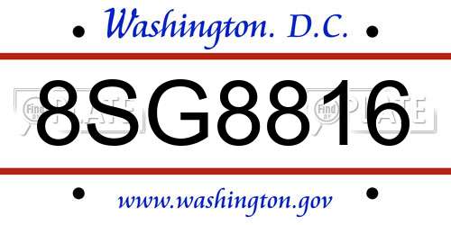 8SG8816 District Of Columbia License Plate