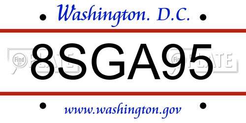 8SGA95 District Of Columbia License Plate