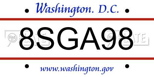 8SGA98 District Of Columbia License Plate