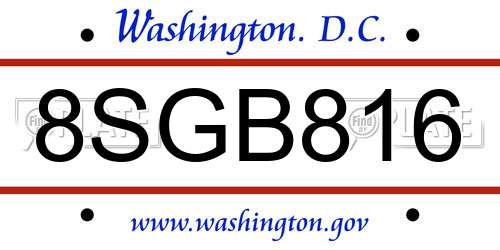 8SGB816 District Of Columbia License Plate