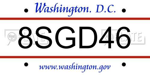 8SGD46 District Of Columbia License Plate