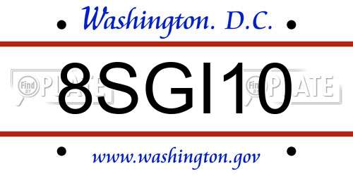 8SGI10 District Of Columbia License Plate