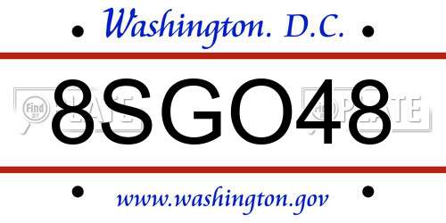 8SGO48 District Of Columbia License Plate