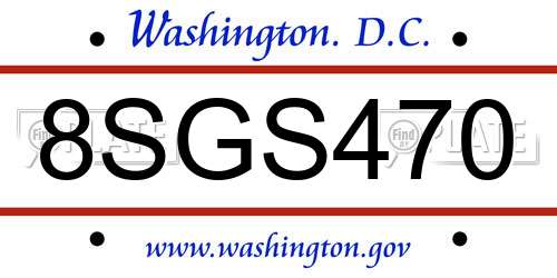 8SGS470 District Of Columbia License Plate