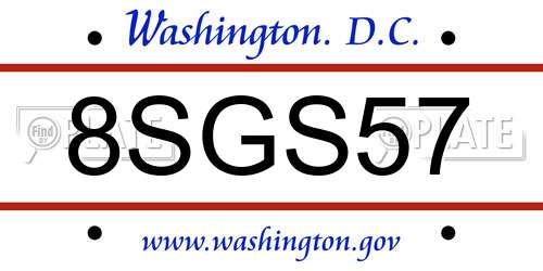 8SGS57 District Of Columbia License Plate