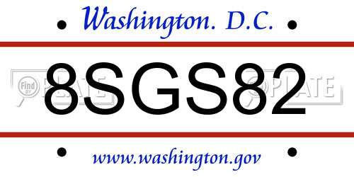 8SGS82 District Of Columbia License Plate