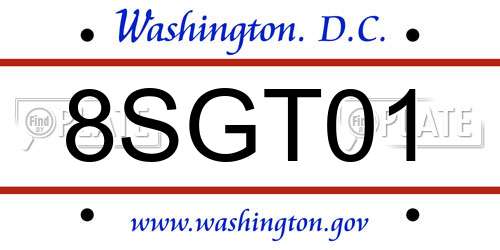 8SGT01 District Of Columbia License Plate