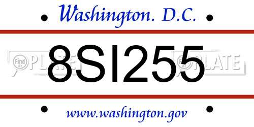 8SI255 District Of Columbia License Plate