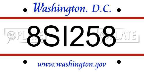 8SI258 District Of Columbia License Plate