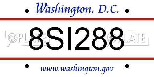 8SI288 District Of Columbia License Plate
