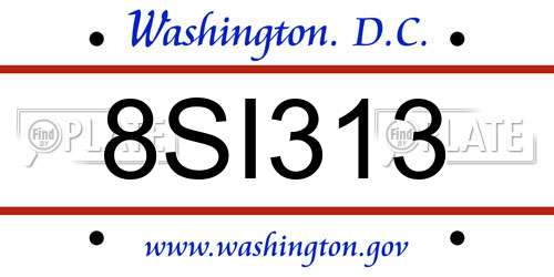 8SI313 District Of Columbia License Plate