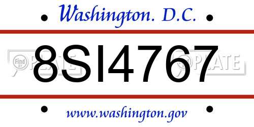 8SI4767 District Of Columbia License Plate