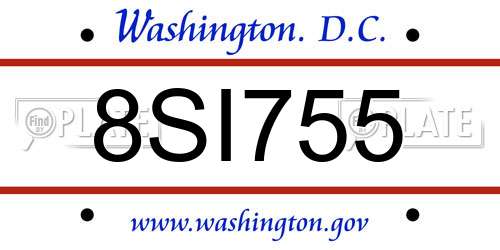 8SI755 District Of Columbia License Plate
