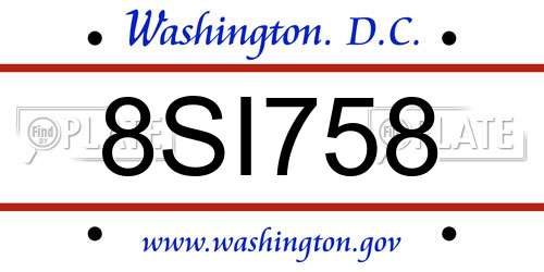 8SI758 District Of Columbia License Plate