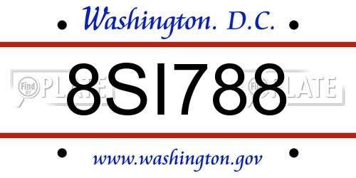 8SI788 District Of Columbia License Plate