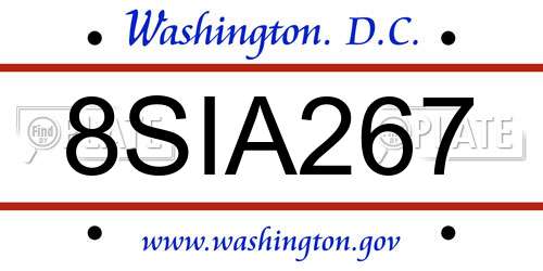 8SIA267 District Of Columbia License Plate