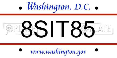 8SIT85 District Of Columbia License Plate