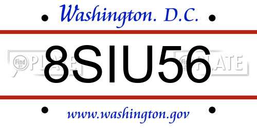 8SIU56 District Of Columbia License Plate