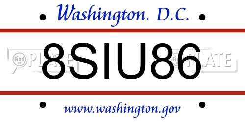 8SIU86 District Of Columbia License Plate
