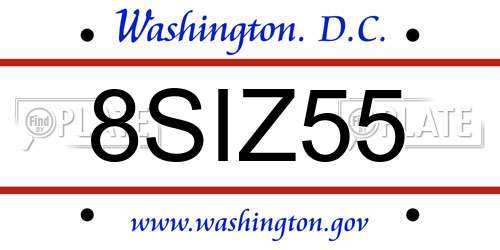 8SIZ55 District Of Columbia License Plate