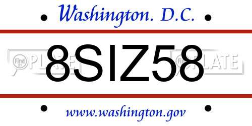 8SIZ58 District Of Columbia License Plate