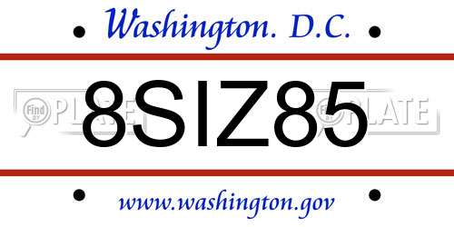 8SIZ85 District Of Columbia License Plate