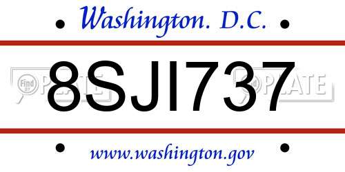 8SJI737 District Of Columbia License Plate