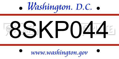 8SKP044 District Of Columbia License Plate