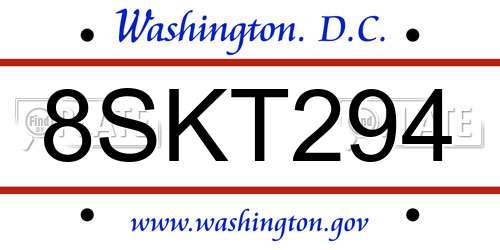 8SKT294 District Of Columbia License Plate