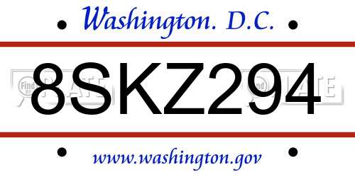 8SKZ294 District Of Columbia License Plate
