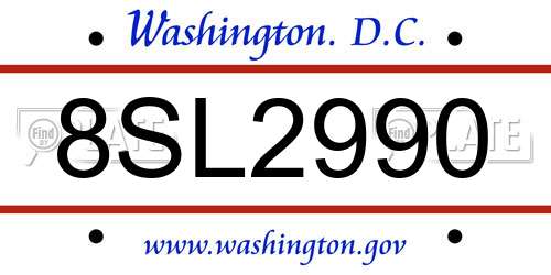 8SL2990 District Of Columbia License Plate