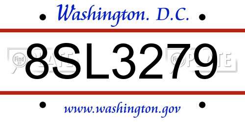 8SL3279 District Of Columbia License Plate