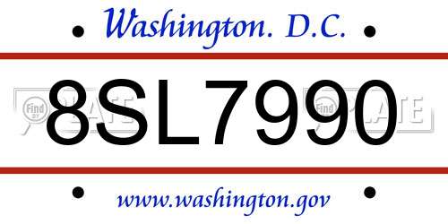 8SL7990 District Of Columbia License Plate