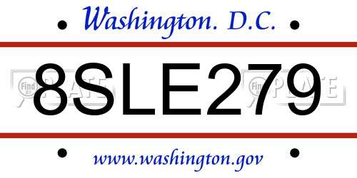 8SLE279 District Of Columbia License Plate