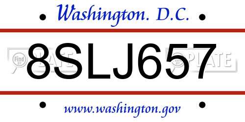8SLJ657 District Of Columbia License Plate