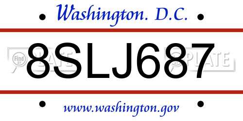 8SLJ687 District Of Columbia License Plate