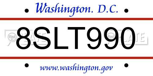 8SLT990 District Of Columbia License Plate